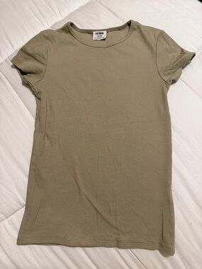 Cotton On Olive Green Ribbed Short Sleeve Tee